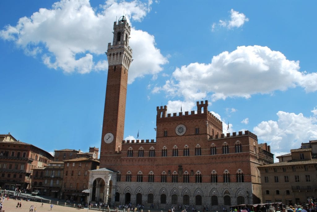 View of the Piazza del Campo of Siena, one the best-known places in Tuscany