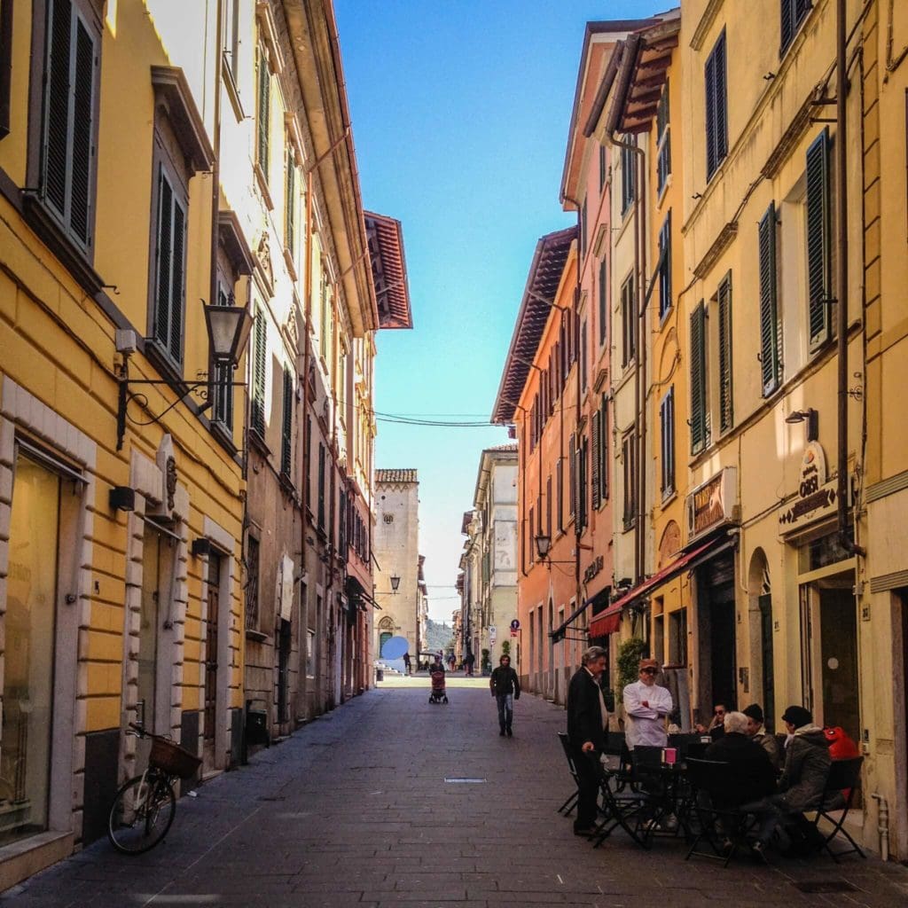 The main street of Pietrasanta Tuscany