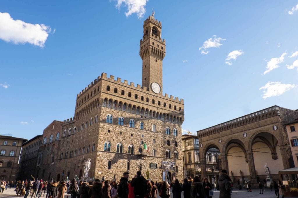 Arnolfo Tower Palazzo Vecchio Florence in winter