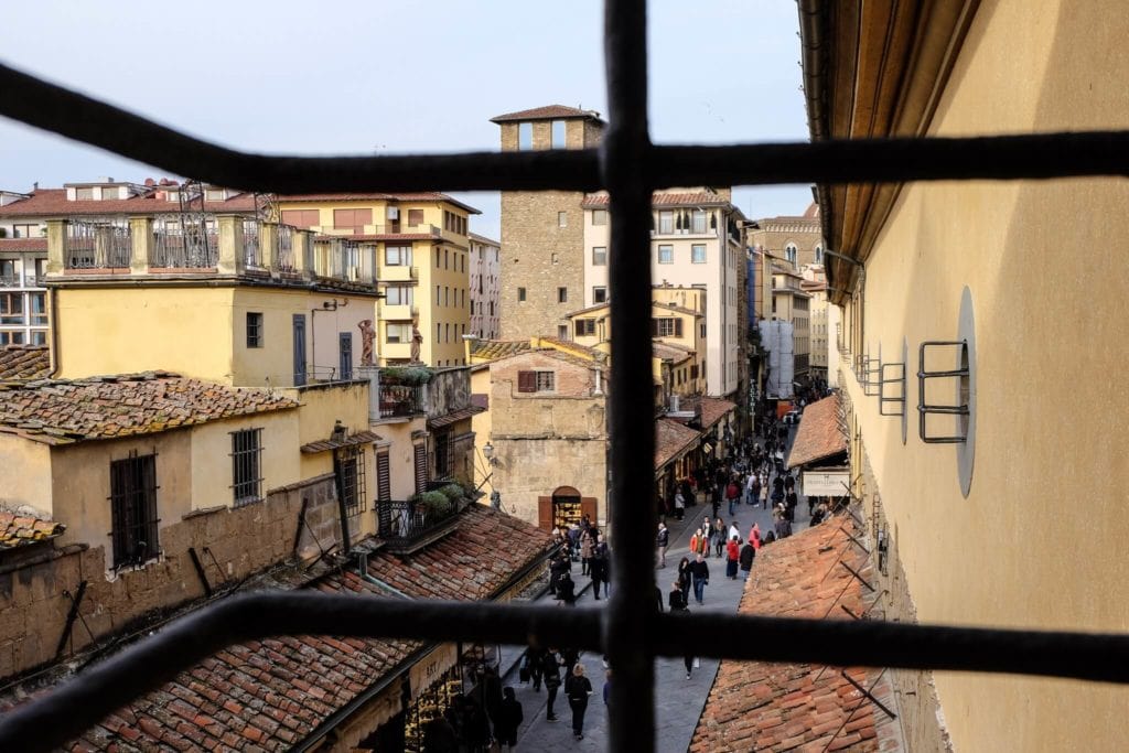 view on Pontevecchio from Vasari Corridor Florence