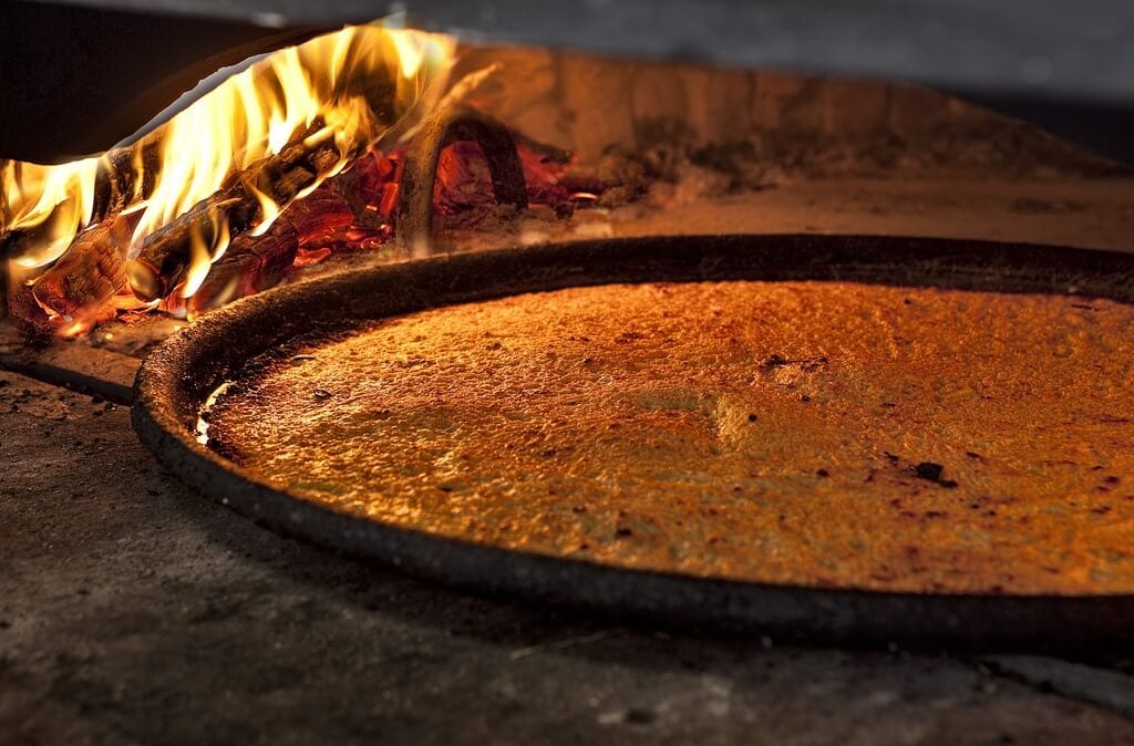 Chickpea Flatbread in wood oven