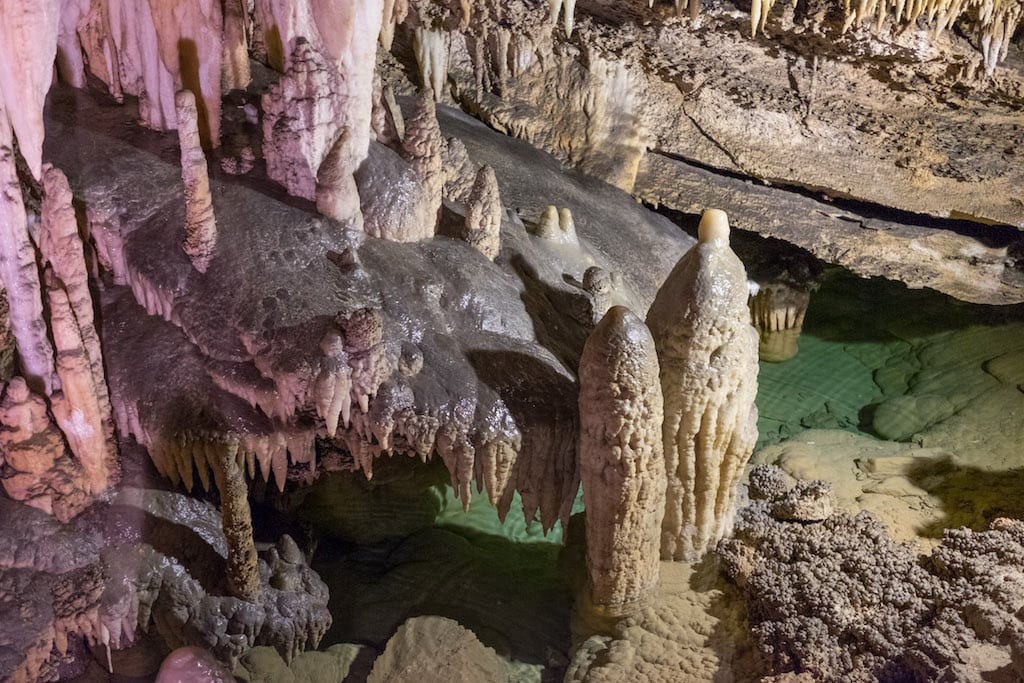 Colored formations at the Antro del Corchia Underground