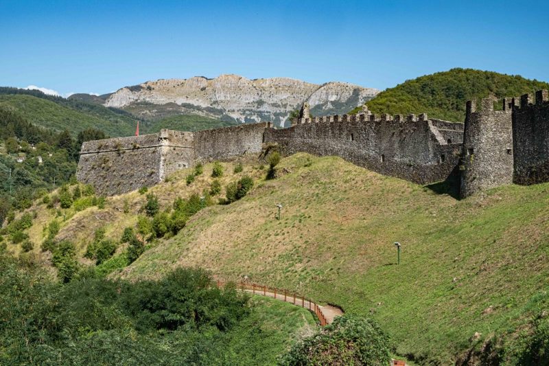 View of the walls of Verrucole Fortress