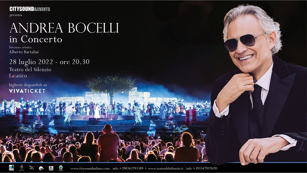 The poster of Andrea Bocelli in concert 2022