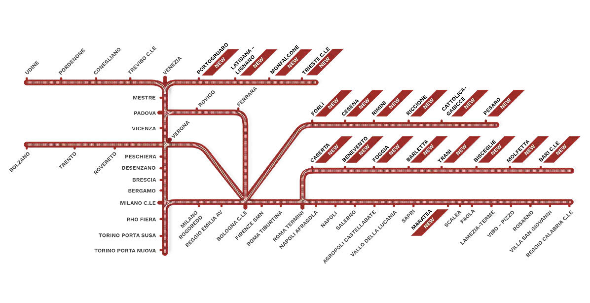 Italo Trains, maps of the train stations